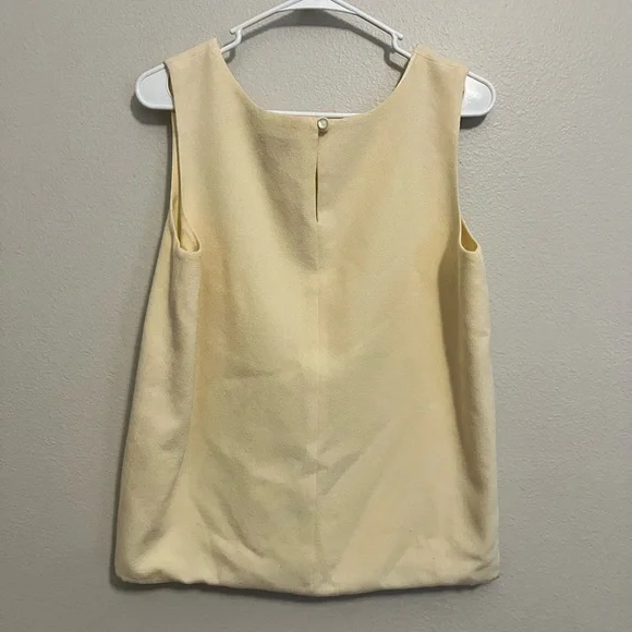 VTG Cassidy Sleeveless Butter yellow 100% wool top made in USA Coastal Grandma - Picture 3 of 5